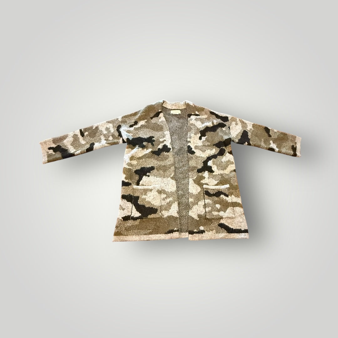 Anthropologie Camo Knit Open-Front Cardigan Size XS